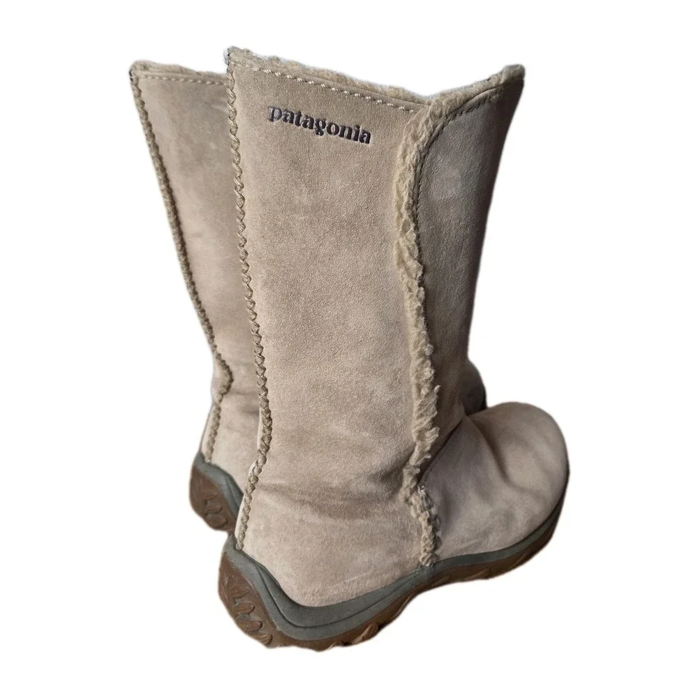 Patagonia Lugano Women's‎ Boots Khaki Suede Waterproof Polartec Primaloft Sz 9.5
